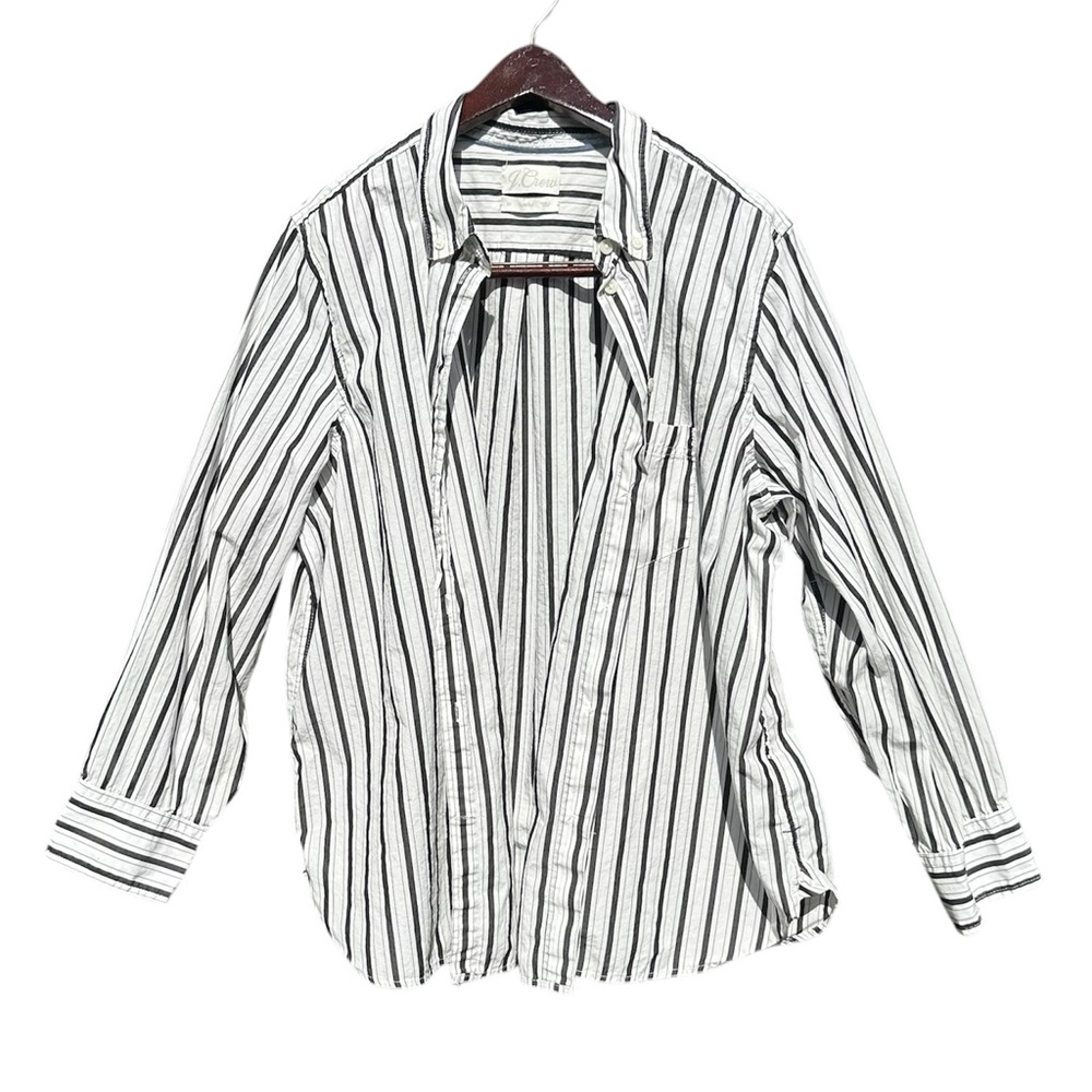 J. Crew Classic Size 20 Women Striped Button-Up Shirt 100% Cotton